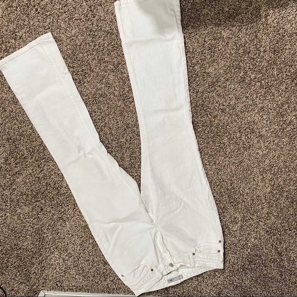 White flared jeans